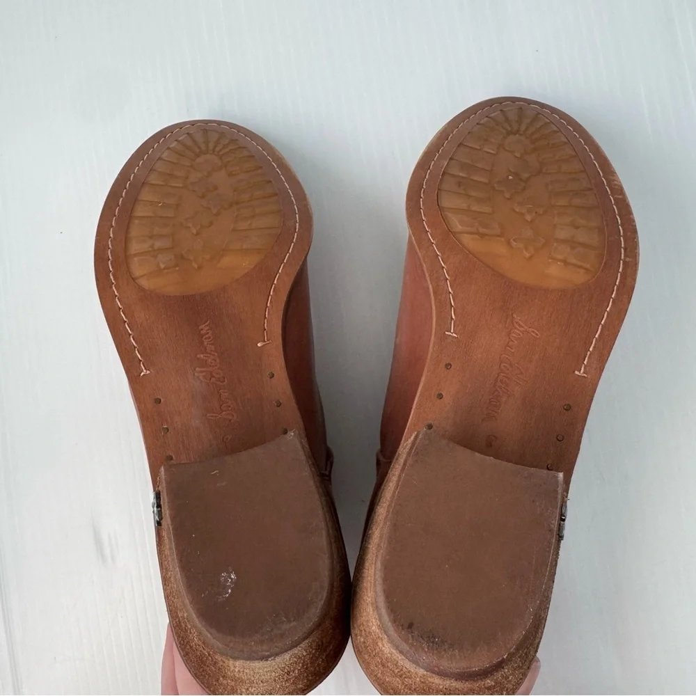 Sam Edelman Palmer cognac leather booties size 8 women’s stacked heel slip on - Picture 9 of 13